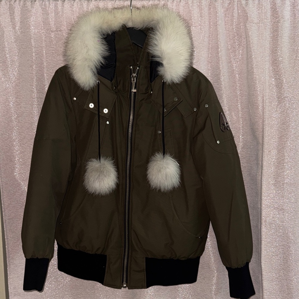 Women's Olive Green Fur-Trimmed Jacket